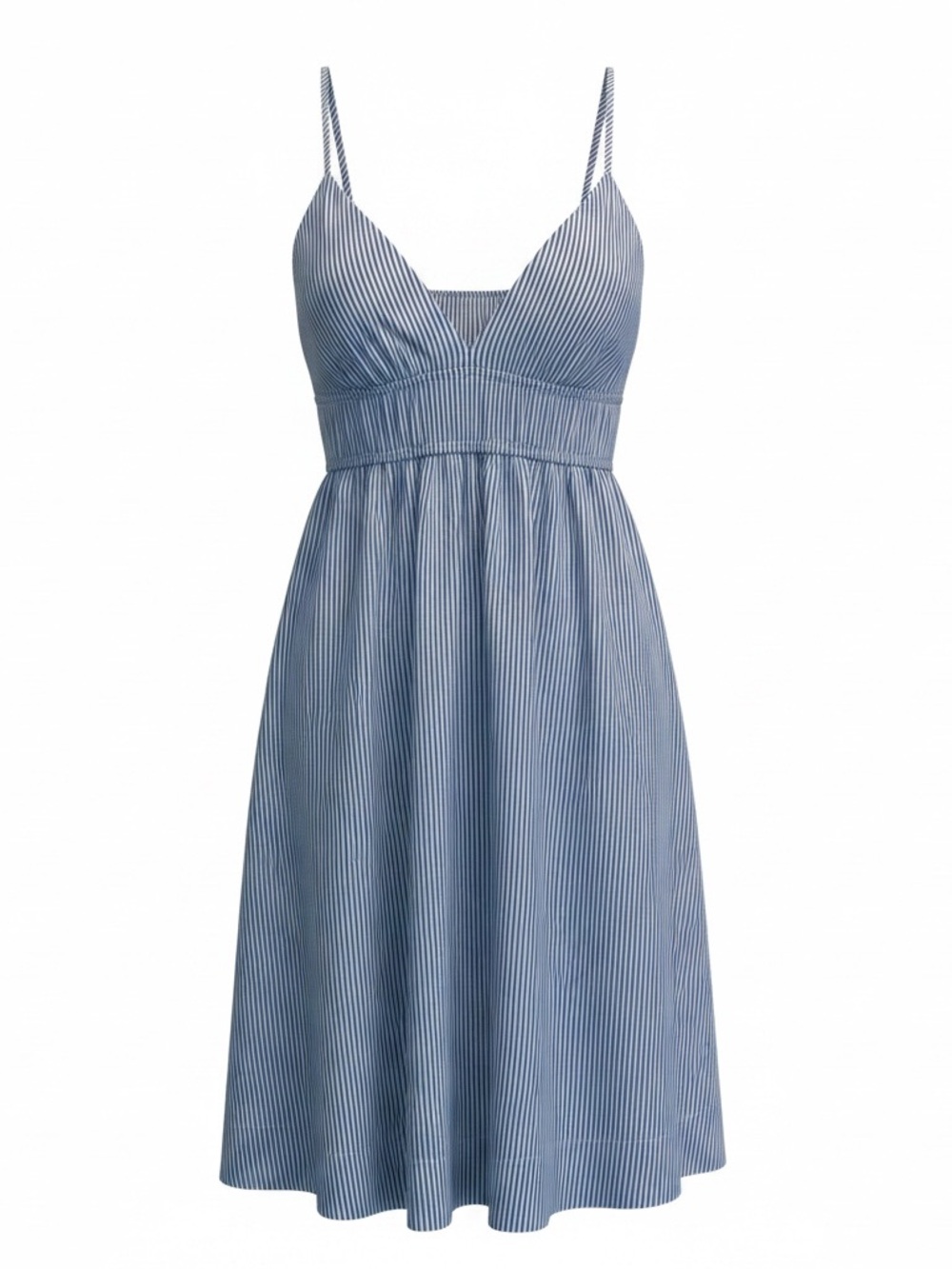 Women's Blue and White Striped Sleeveless Summer Dress - Picture 5 of 8